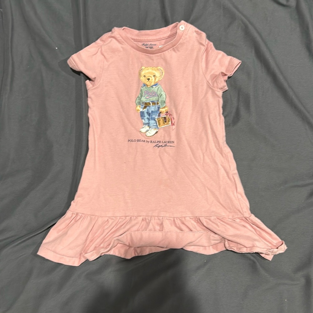 ralph lauren polo bear pink dresss size 18 month